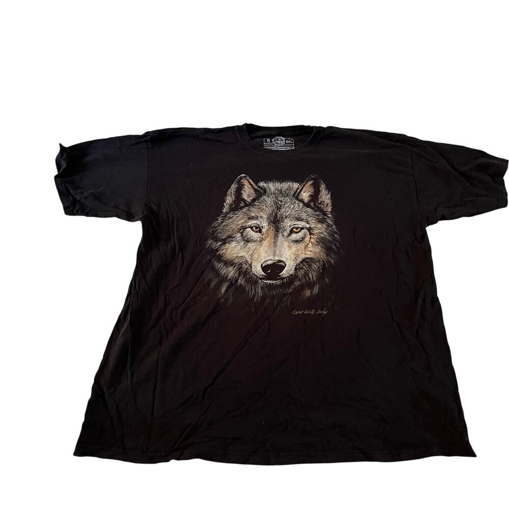 Black Wolf Graphic Short Sleeve T Shirt Grunge Skater Punk Y2K Sz 2X